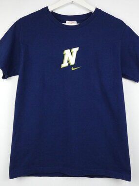Nike Shirt Unisex Kids Youth Large Blue Short Sleeve 100% Cotton Swoosh
